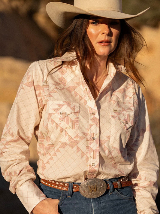 The Cowboygirl Blossom Pink Quilt Granddaddy Snap Shirt
