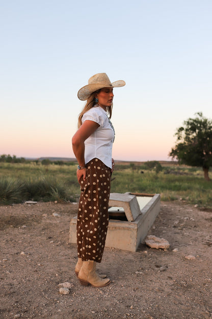 The Brenham Polka Dot Barrel Jeans