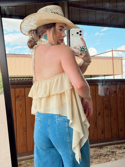 The Bryn Ruffle Halter Top