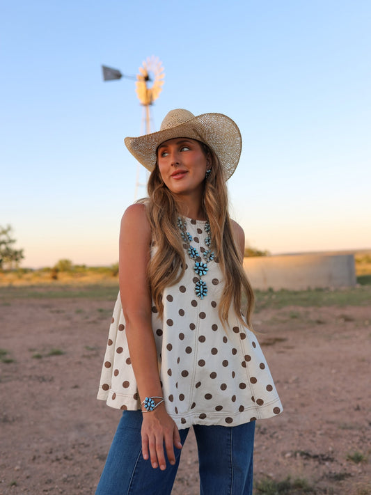 The Posie Polka Dot Denim Top