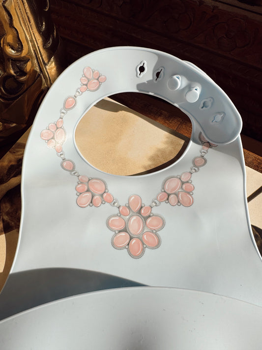 The Pink Conch Silicone Bib in Baby Blue