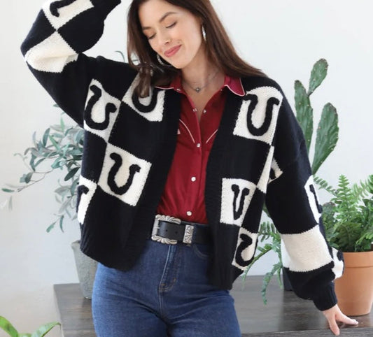 The Horseshoe Cardigan in Black LARGE