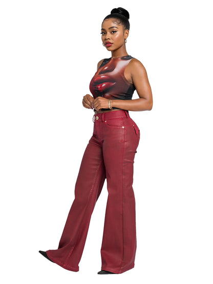 Low Rise Wide Leg Jean - Red Delicious