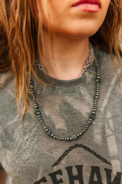 Sterling Silver Turquoise Flat Bead Necklace